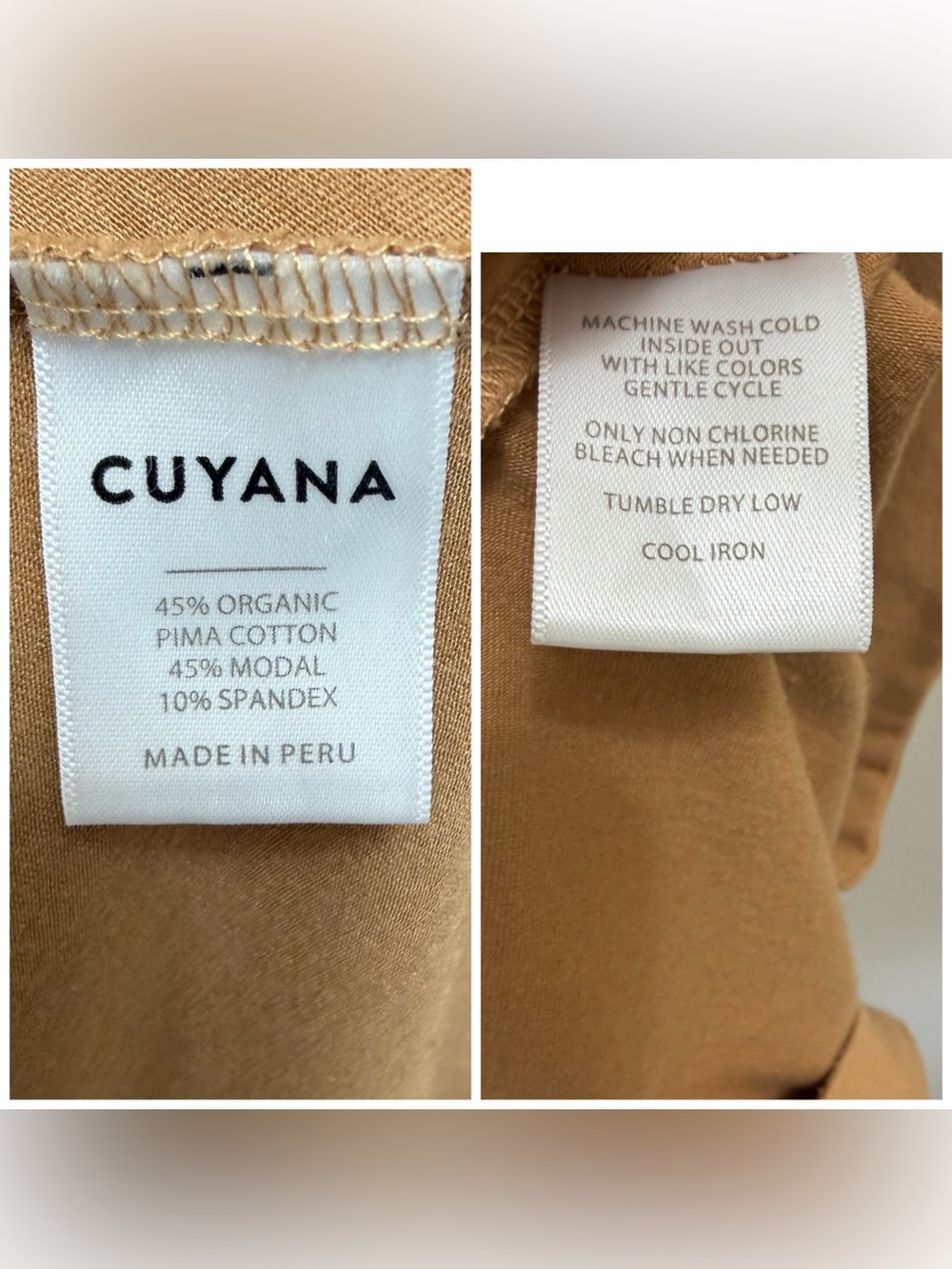 Cuyana Asymmetrical Overlay Dress Tie Back Organic Pima Cotton Camel Tan Size M - Picture 10 of 12